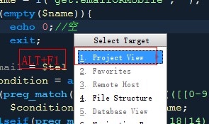 PhpStorm 通过 Alt+F1 定位到 Project 视图